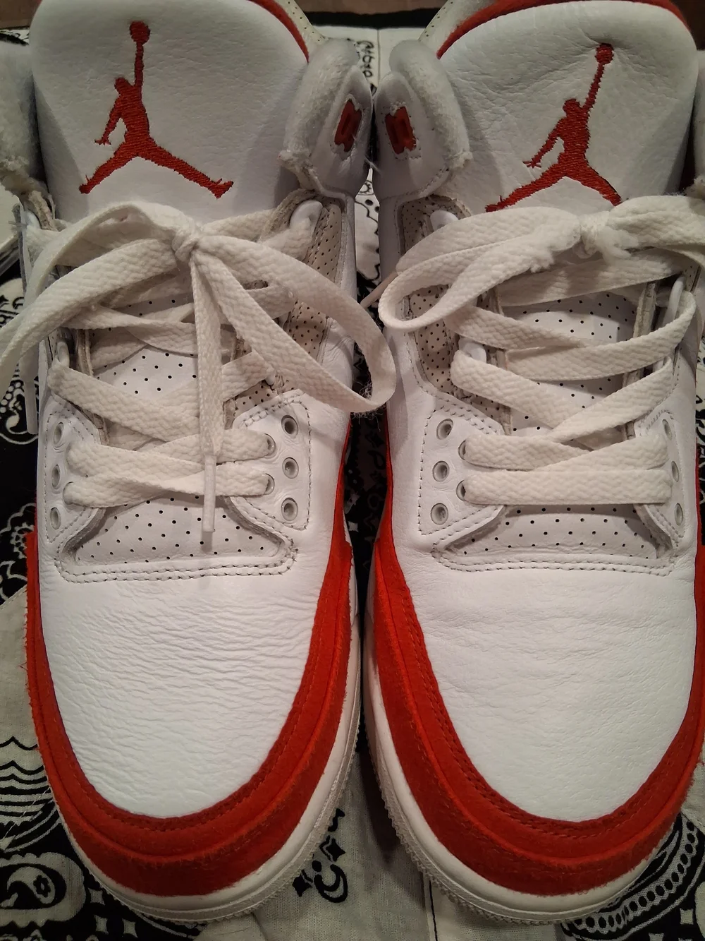 Air Jordan Retro 3 White and Red Jumpman Sneakers